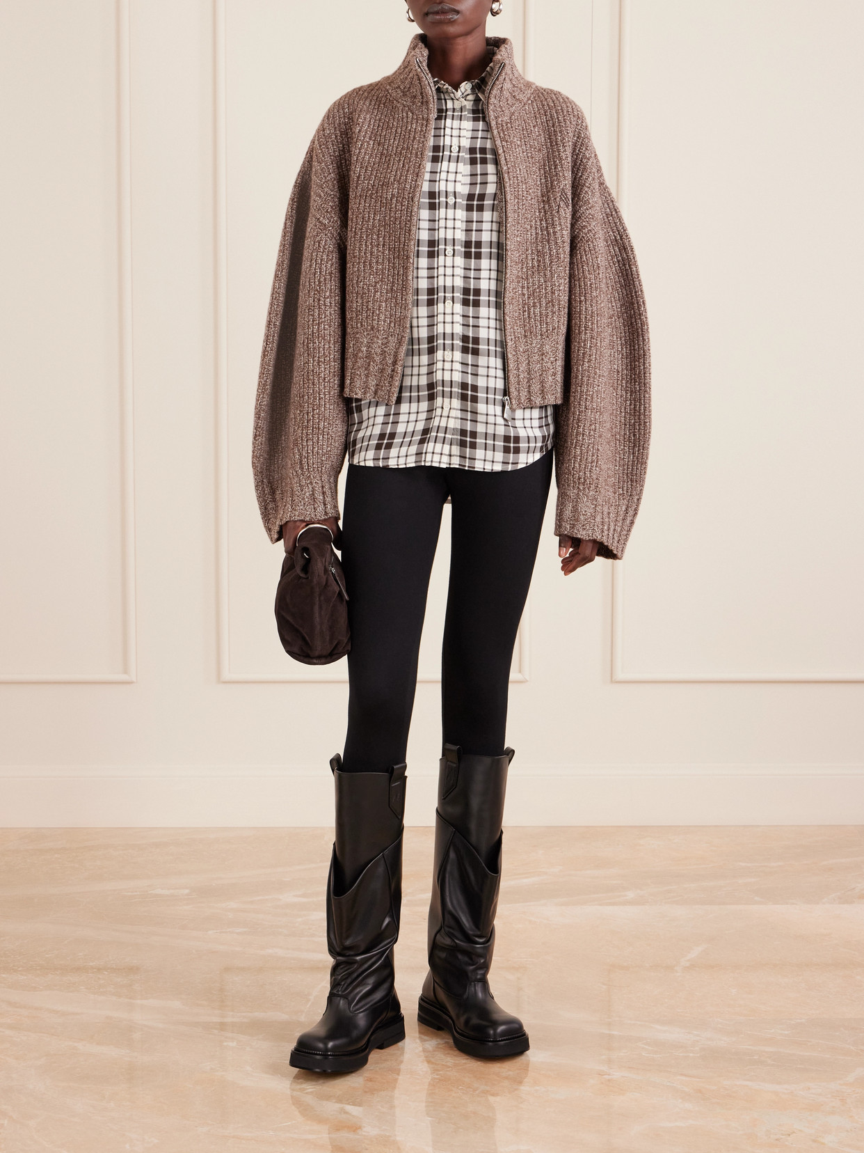 Staud Cuff Suede Clutch In Brown