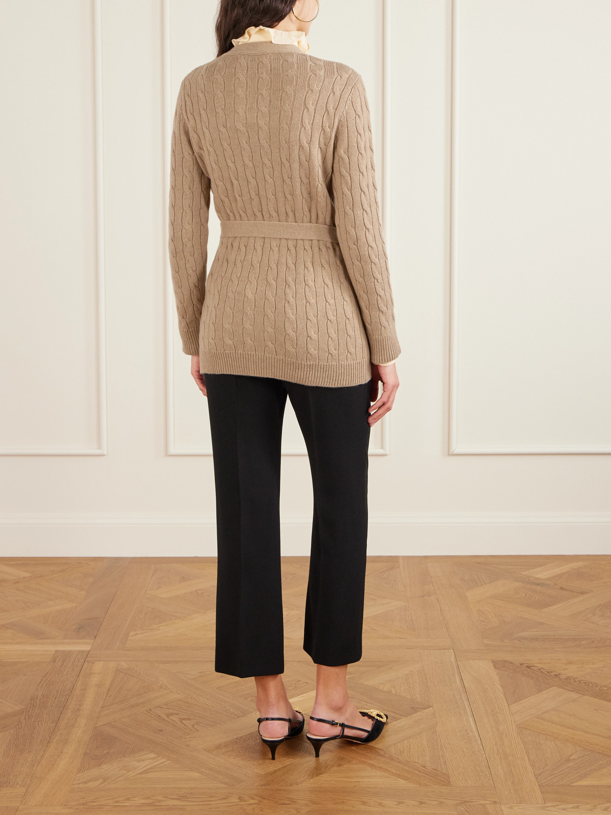 Valentino Cable-knit Cashmere Cardigan In Brown