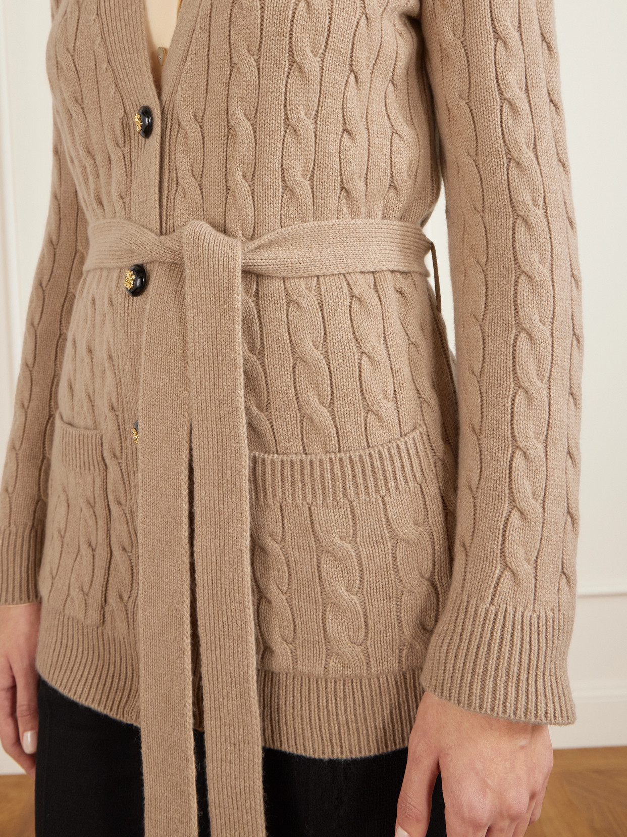 Valentino Cable-knit Cashmere Cardigan In Brown