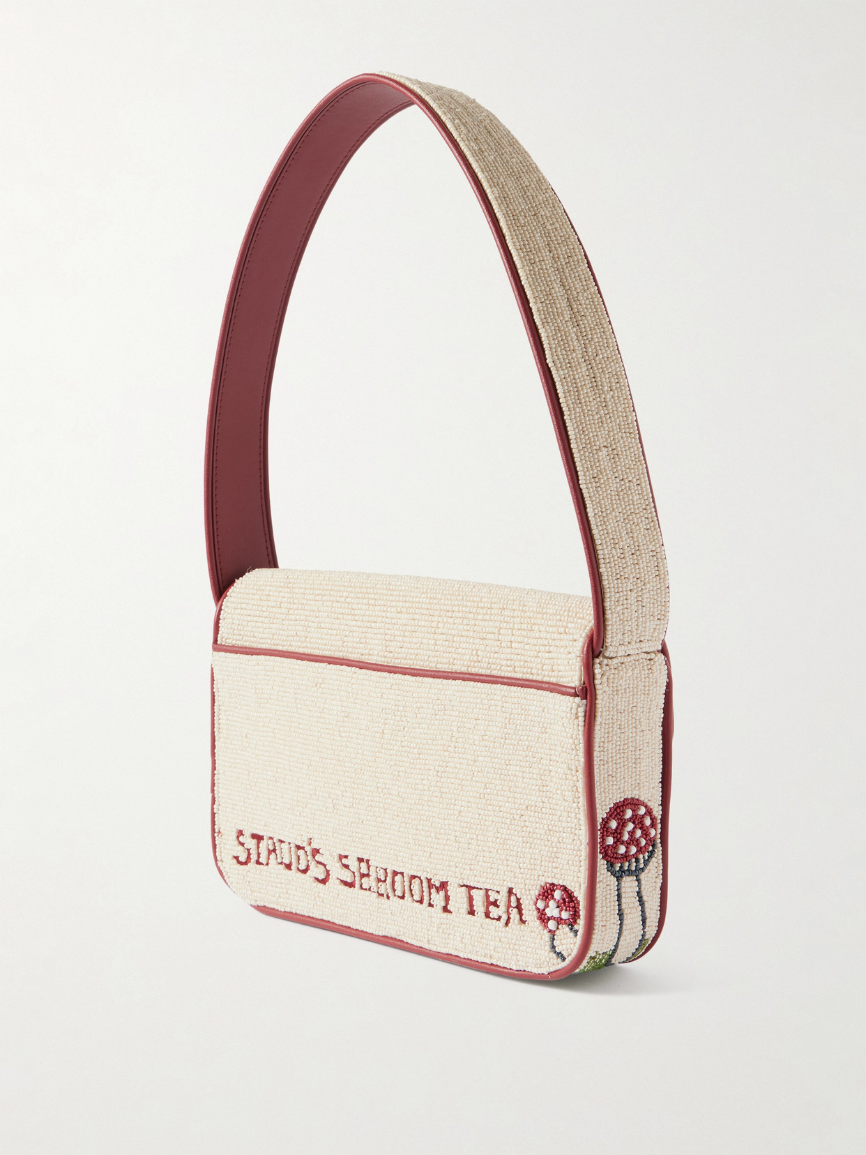 Staud Tommy Bead-embellished Satin Shoulder Bag In Pink