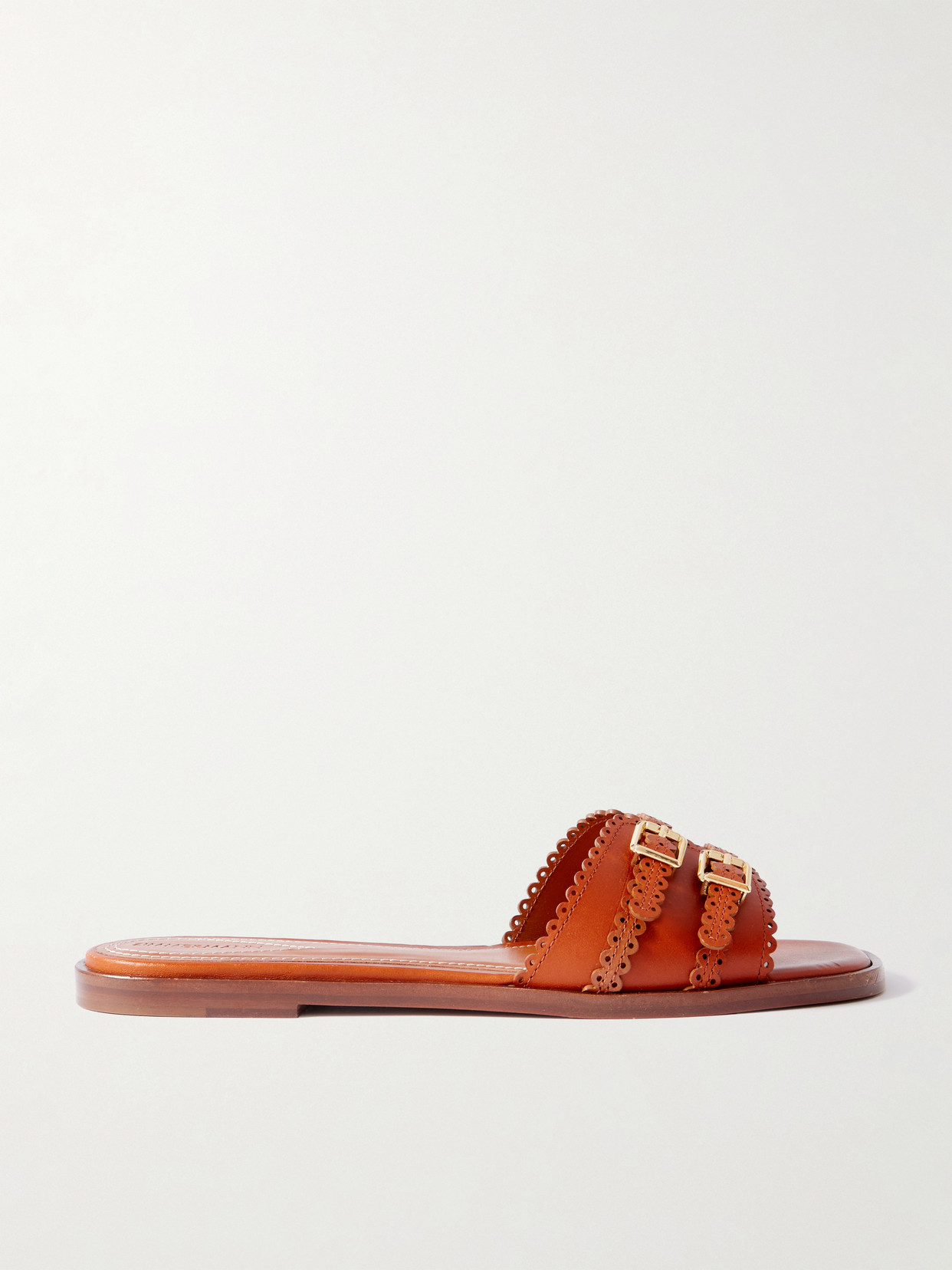 Zimmermann Goldie Buckled Leather Slides In Brown