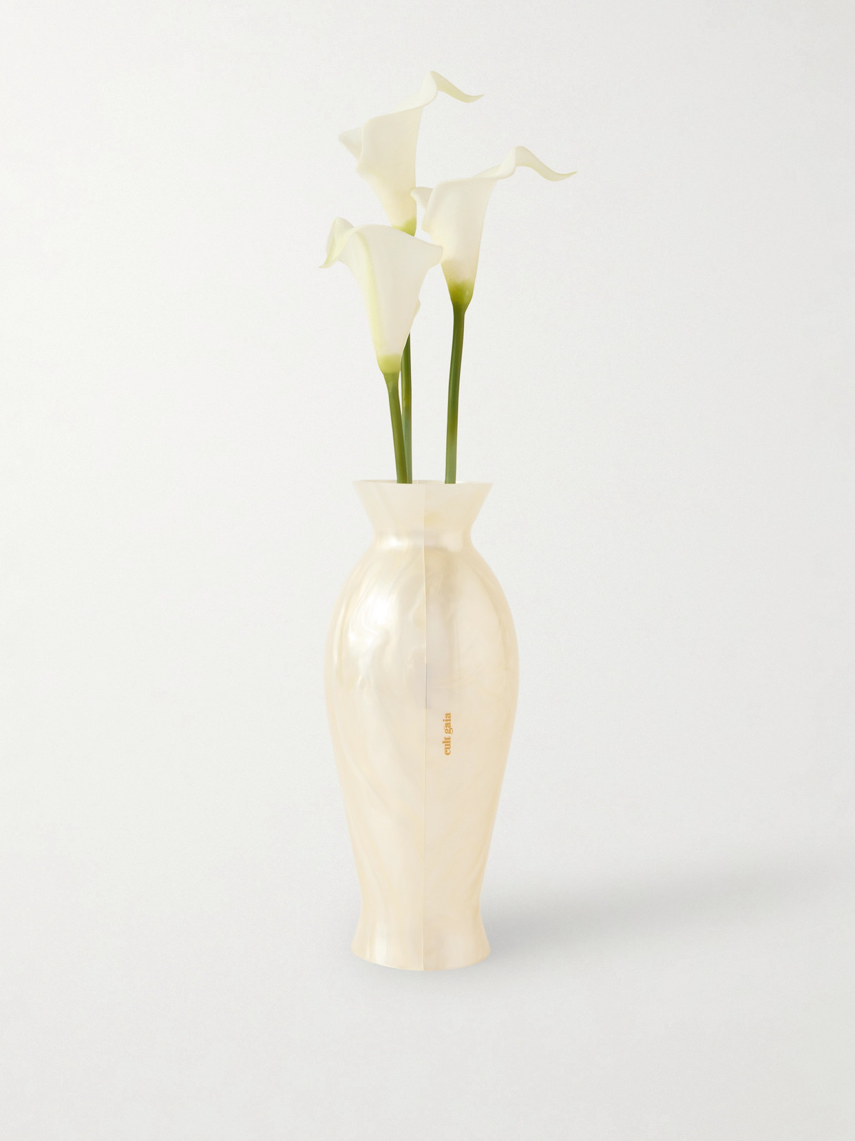 Cult Gaia Florence Floral-embellished Marbled Acrylic Clutch In Gold