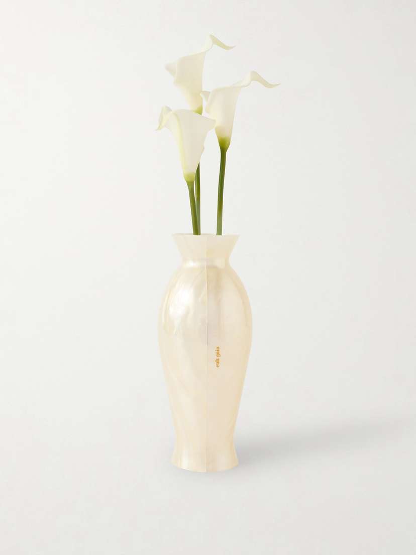 Cult Gaia Florence Floral-embellished Marbled Acrylic Clutch