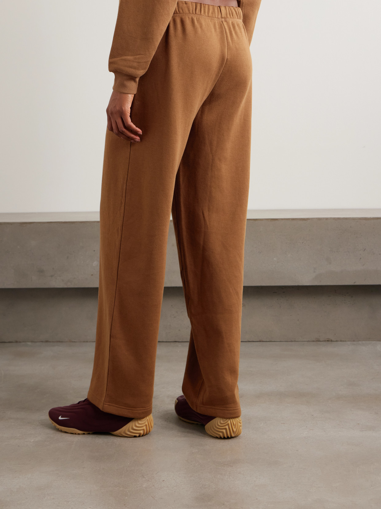 Skims Classic Cotton-blend Jersey Straight-leg Pants In Brown