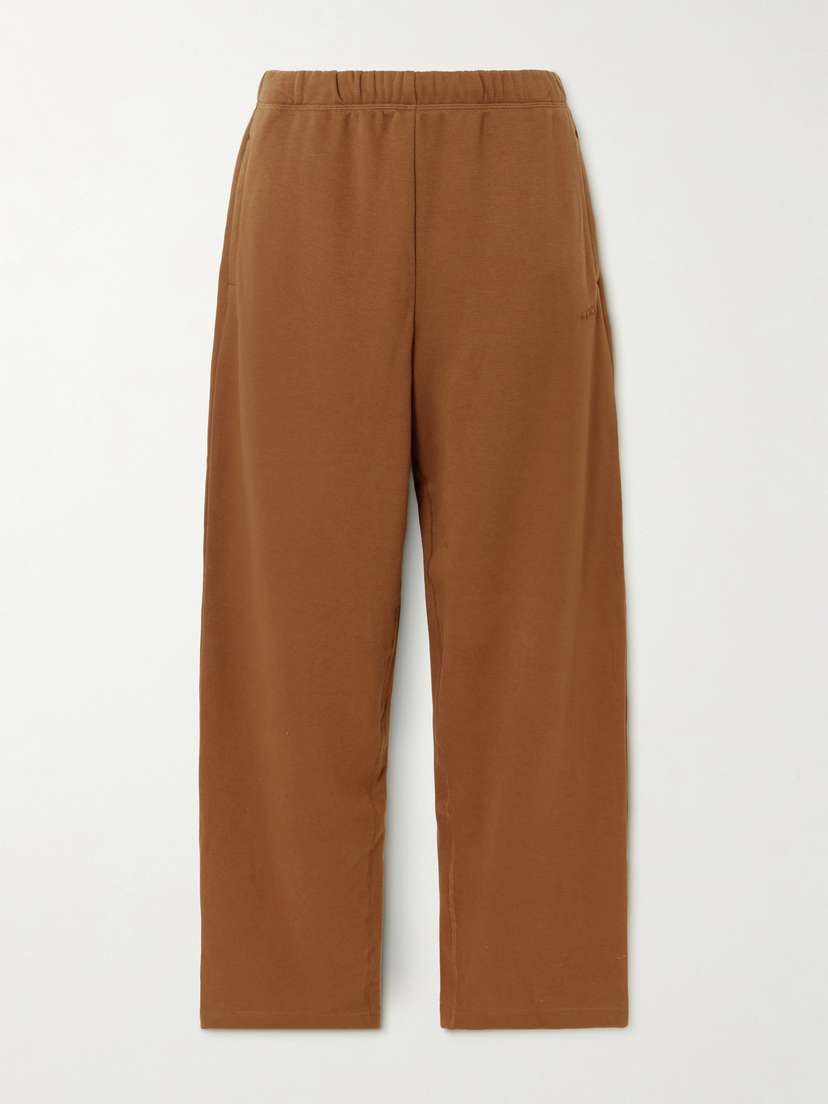 Skims Classic Cotton-blend Jersey Straight-leg Pants - Bison