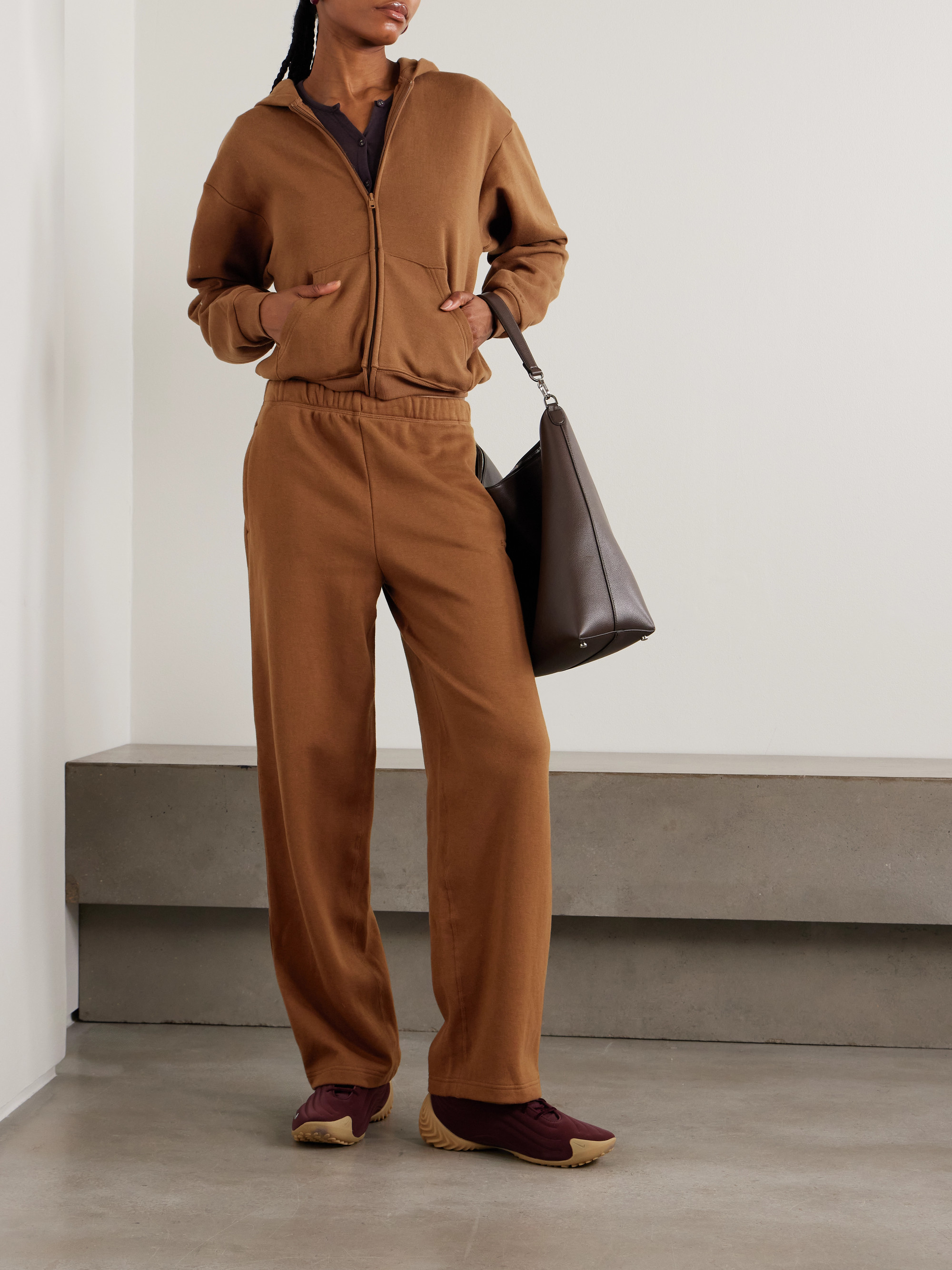 Skims Classic Cotton-Blend Jersey Straight-Leg Pants - Bison