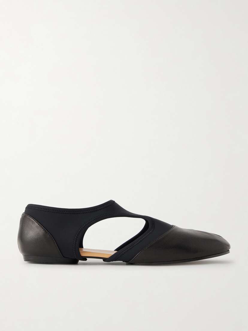 Maison Margiela Tabi Jazz Stretch-knit Trimmed Leather Brogues