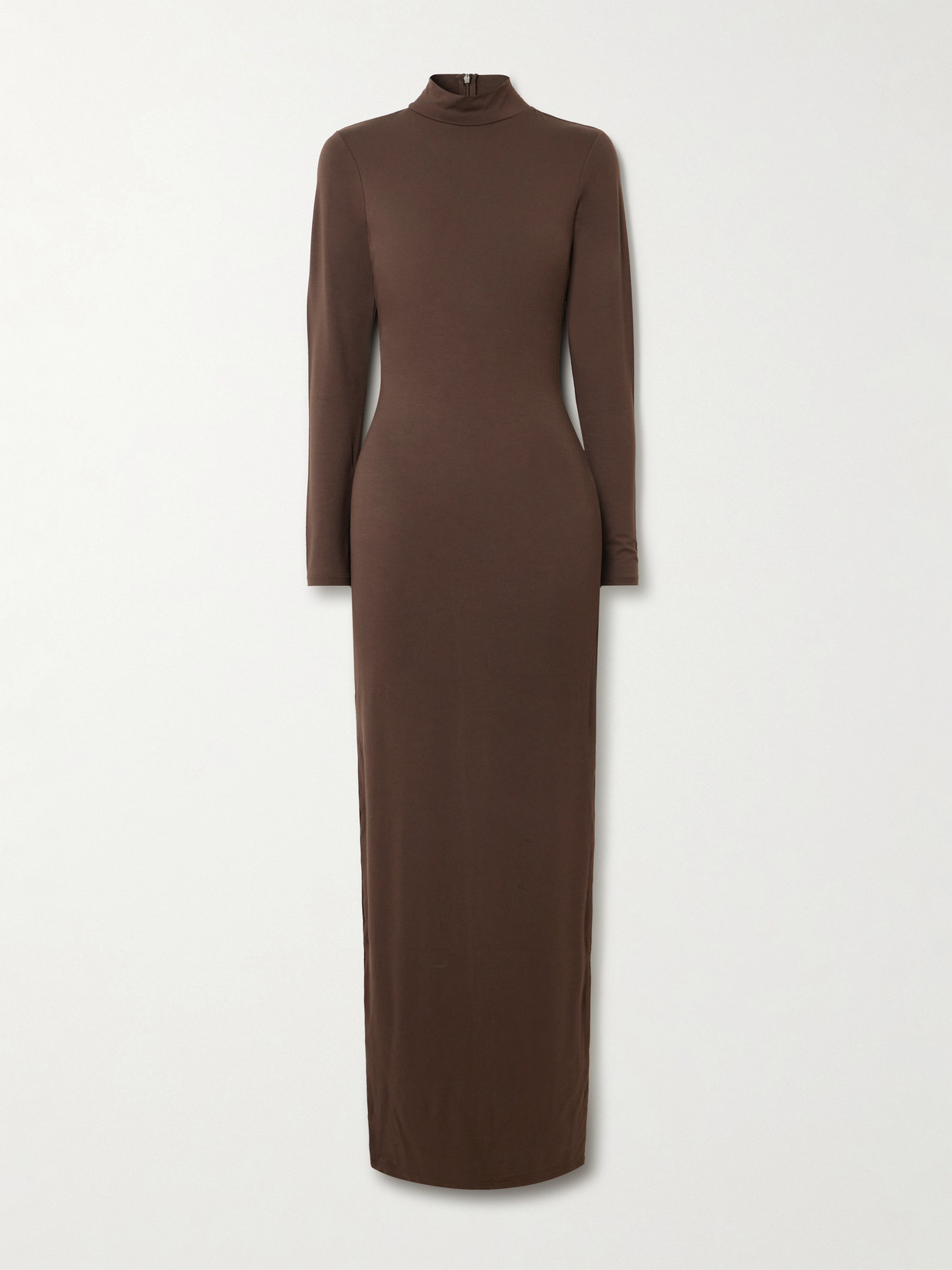 Skims Smooth Layers Turtleneck Long Dress In Brown