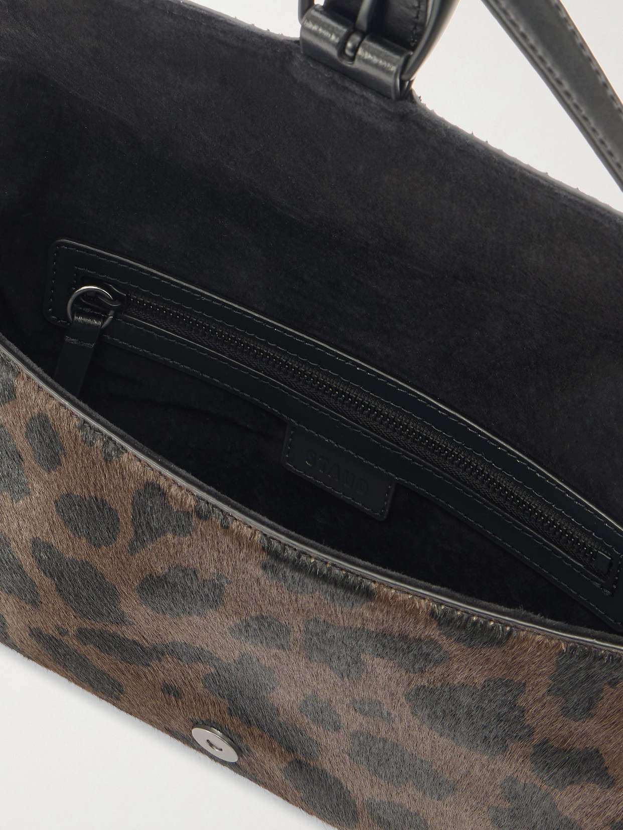 Staud Harlow Buckled Leopard-print Calf Hair Shoulder Bag In Multi