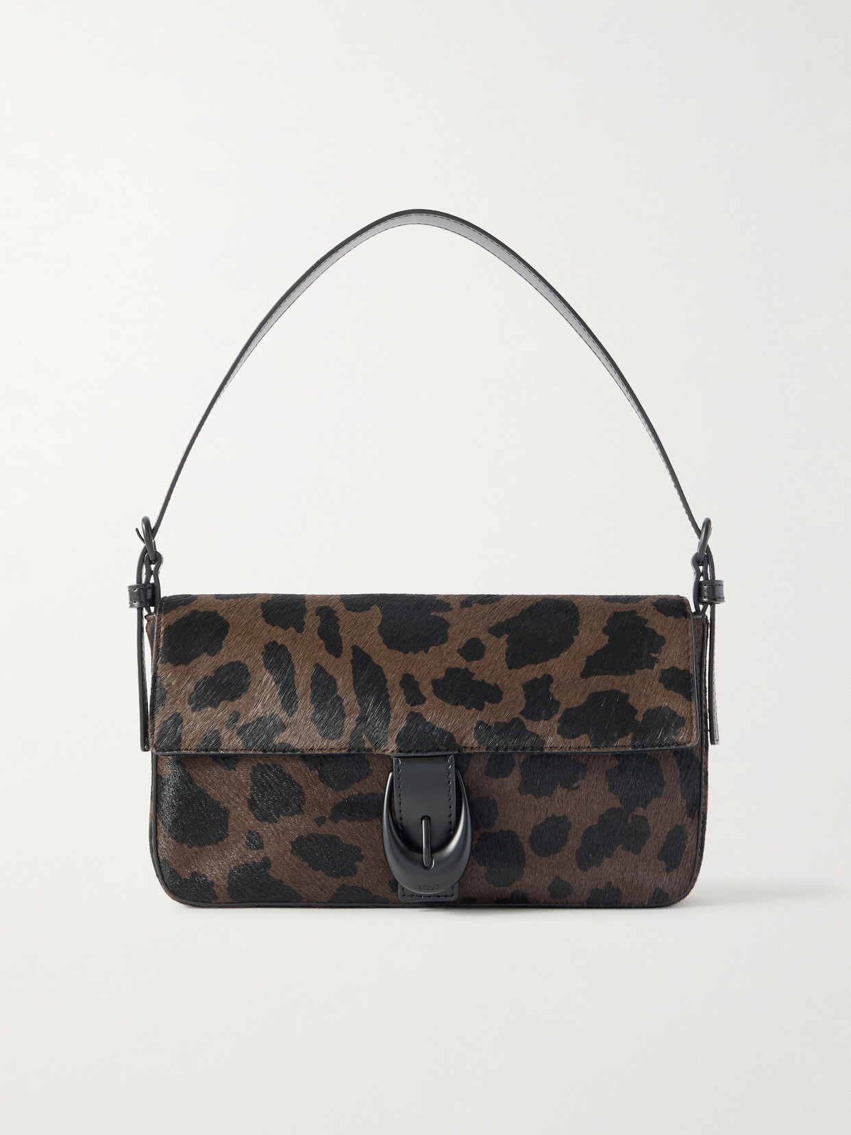 Staud Harlow Buckled Leopard-print Calf Hair Shoulder Bag In Multi