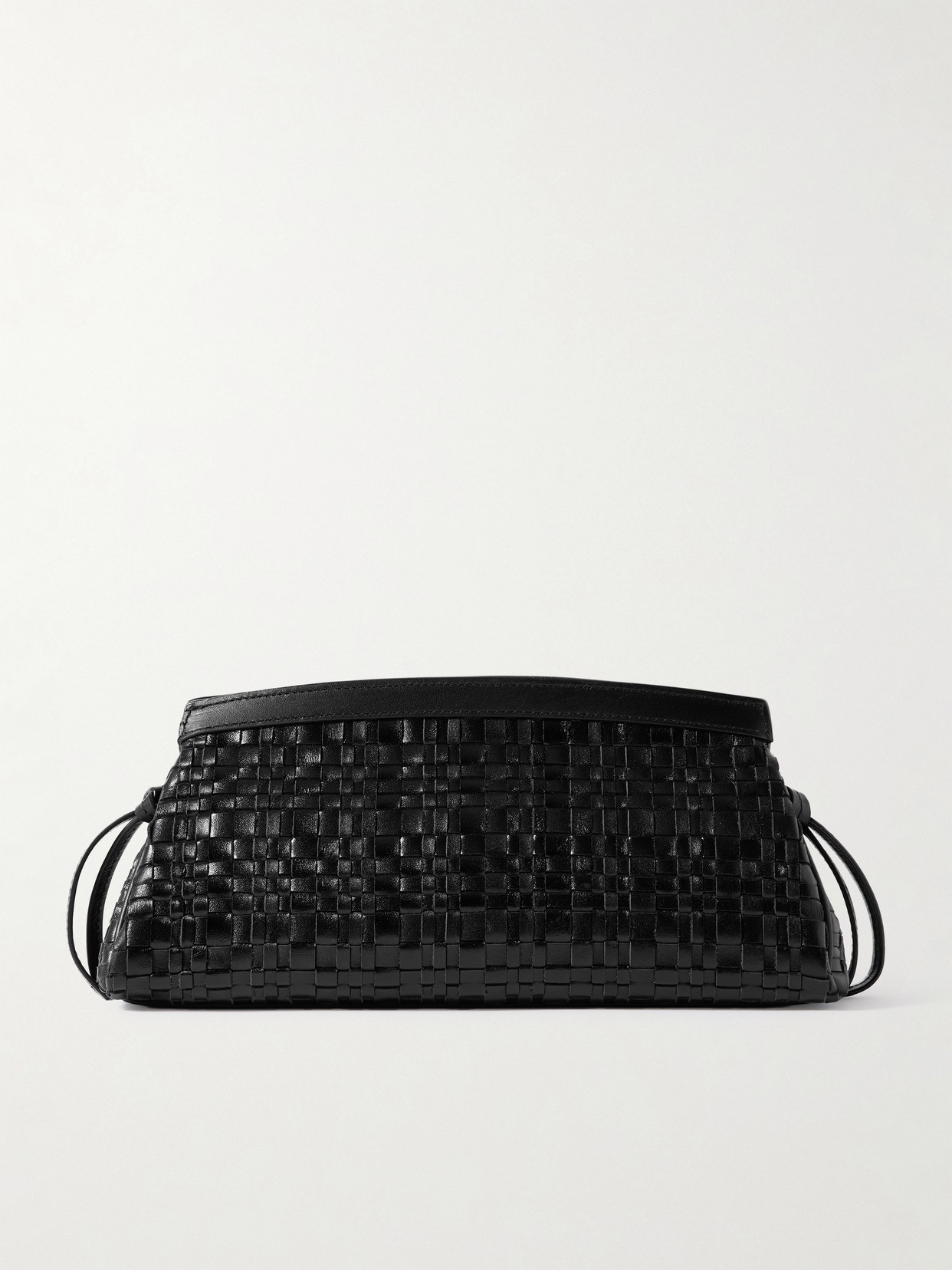 Staud Maude Woven Leather Clutch In Black