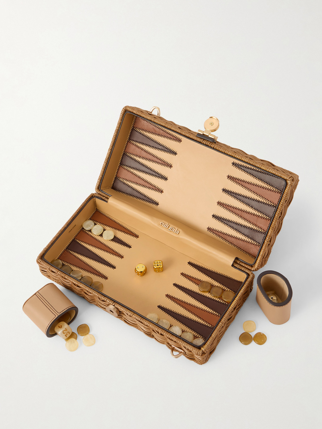 Cult Gaia Backgammon Rattan Shoulder Bag In Brown