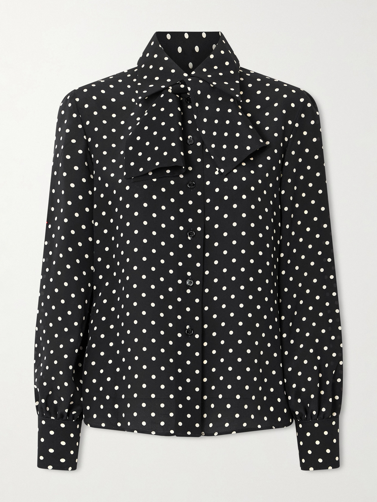 Garavani - Tie-Detailed Polka-Dot Silk Crepe De Chine Shirt