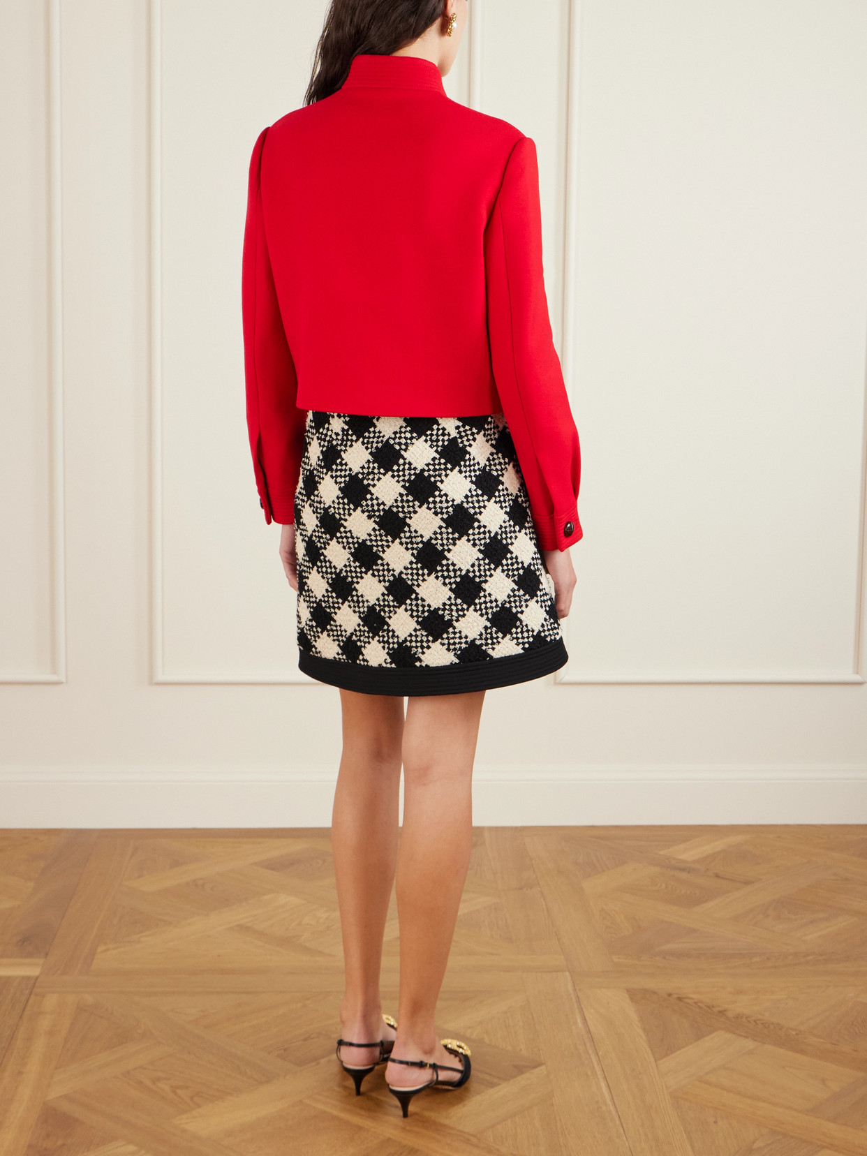 Valentino Embellished Wool And Silk-blend Drill Jacket In Red