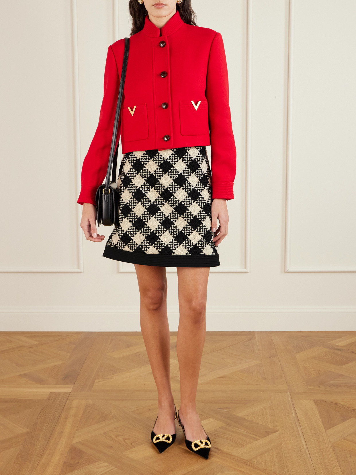Valentino Embellished Wool And Silk-blend Drill Jacket In Red