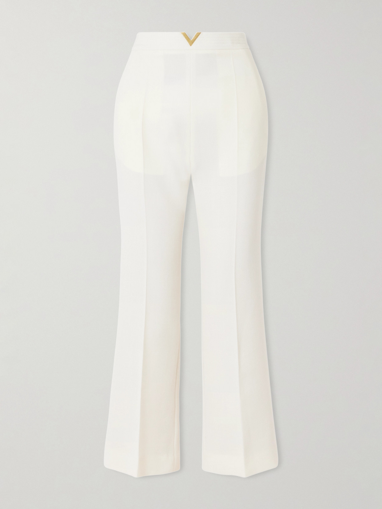 Valentino Embellished Wool Straight-leg Pants In White