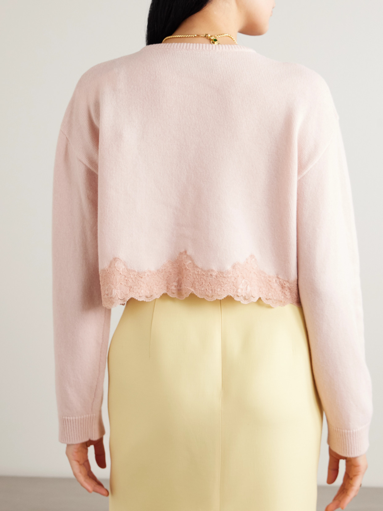 Valentino Wool Cardigan With Lace Woman Pink Xs In Pink