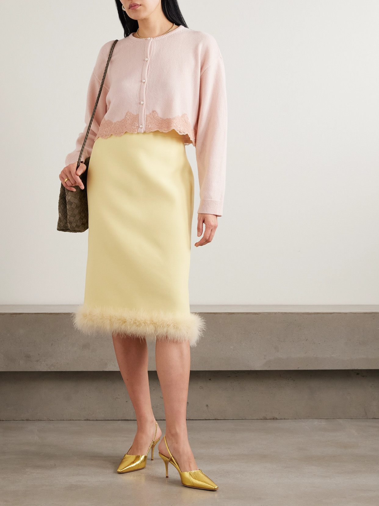 Valentino Wool Cardigan With Lace Woman Pink Xs In Pink