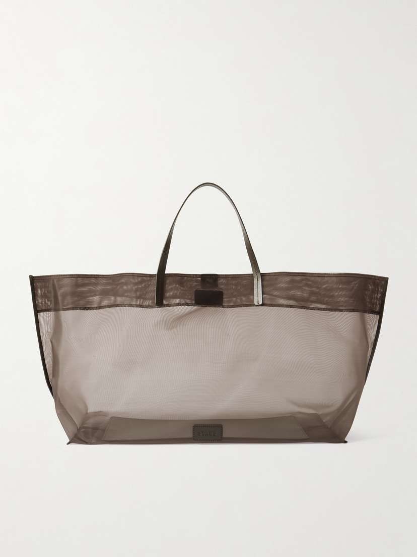 Staud Christos Leather-trimmed Mesh Tote