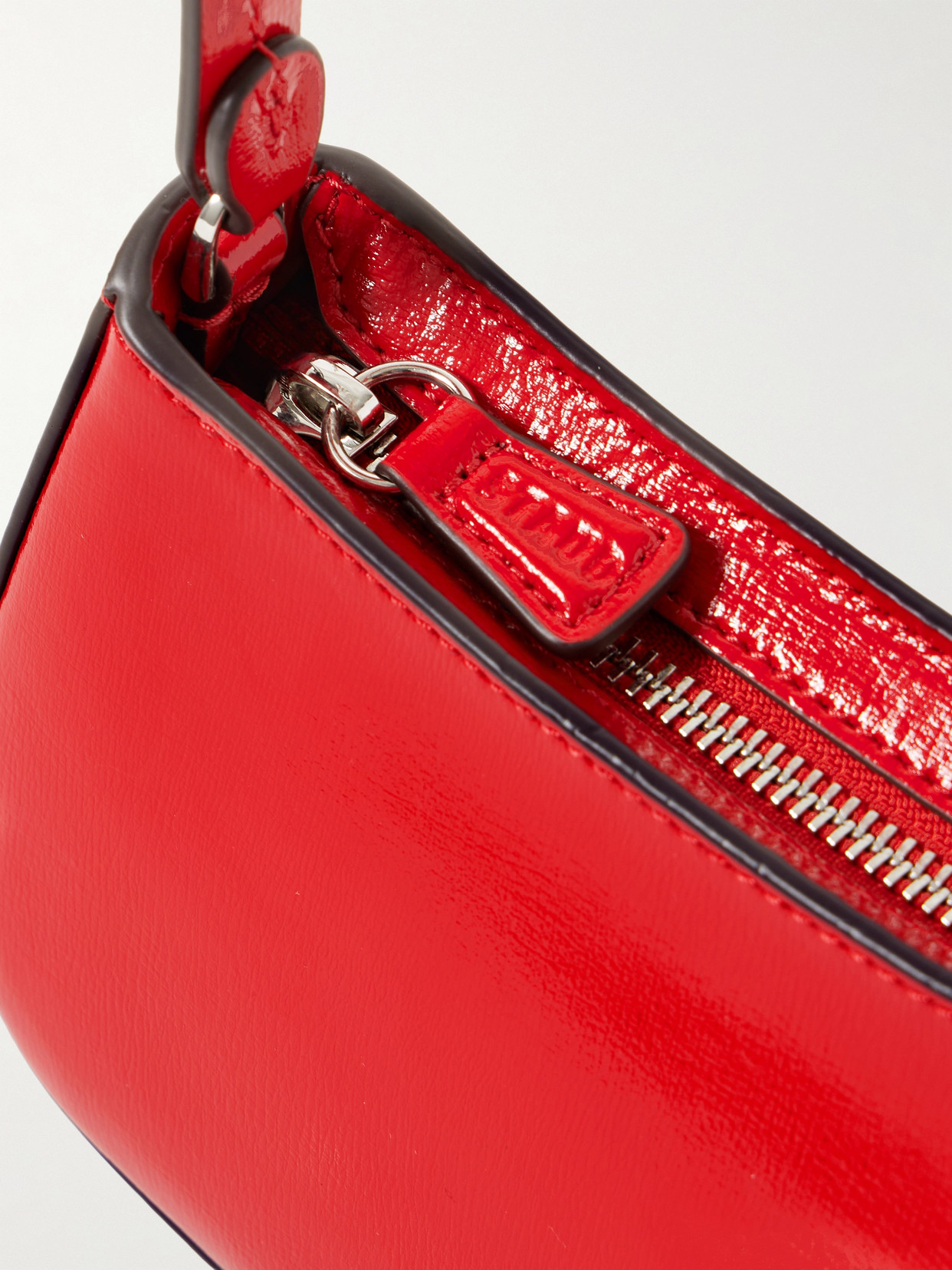 Staud Ollie Patent-leather Shoulder Bag In Red