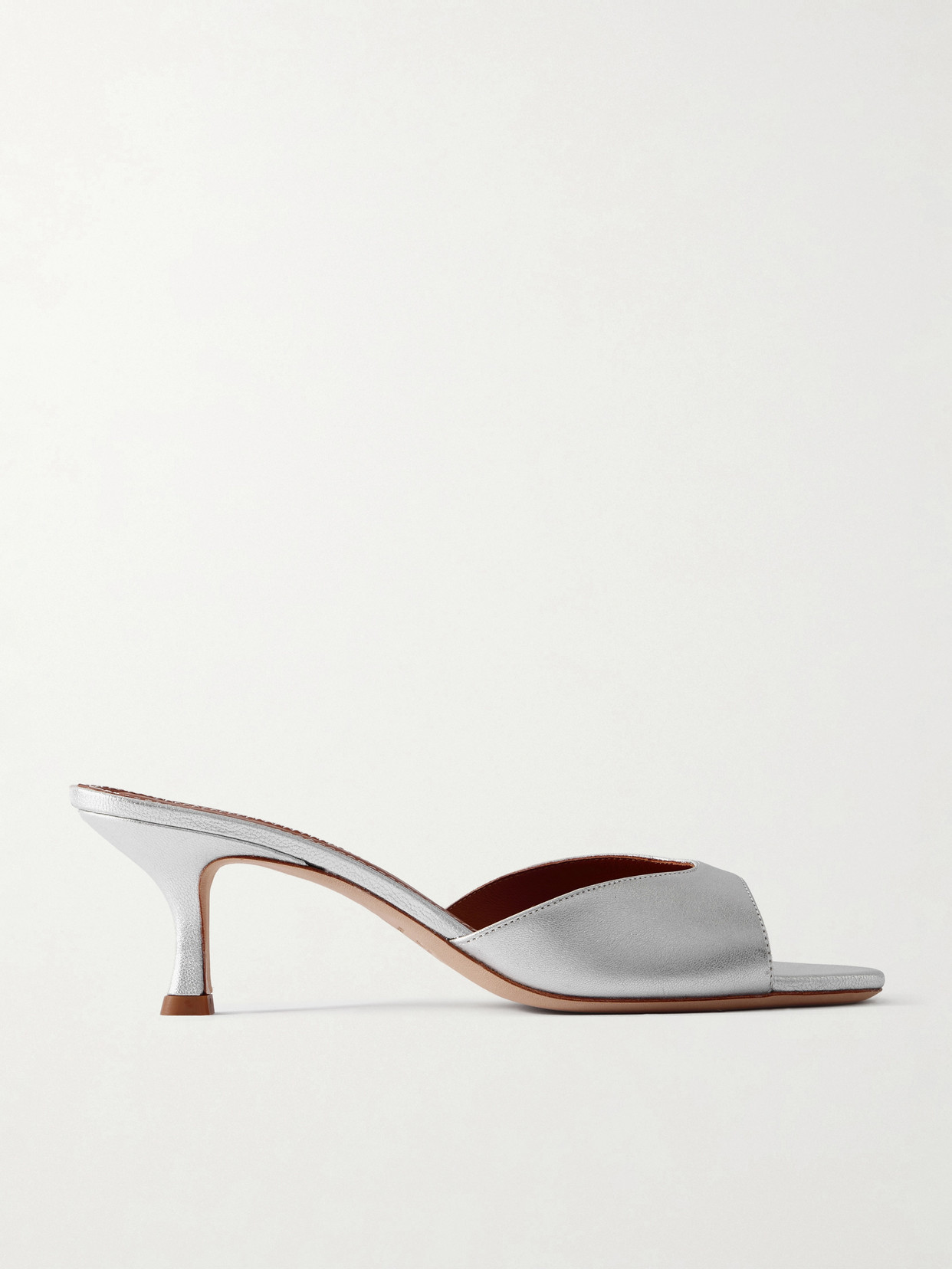 Staud Brigitte Metallic Leather Mules In White
