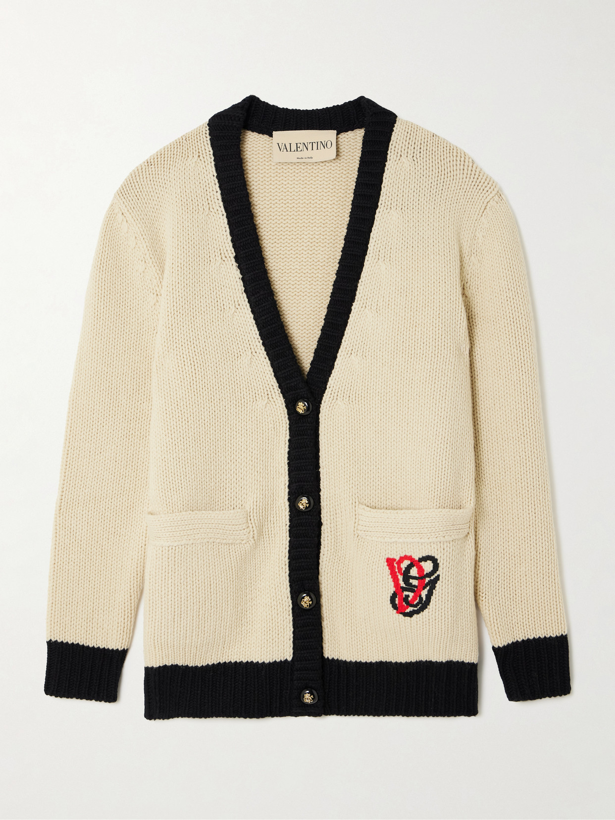 Valentino Embroidered Wool Cardigan In Multi