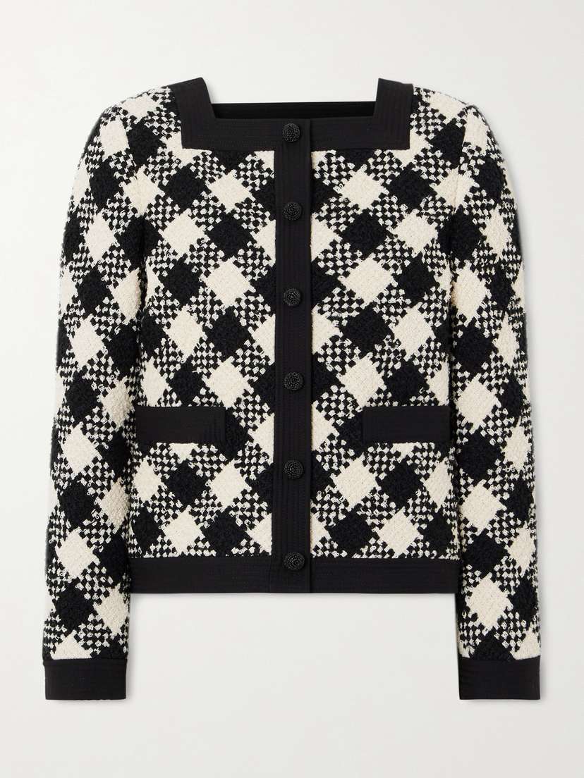 Valentino Garavani Damier Checked Bouclé-tweed Jacket