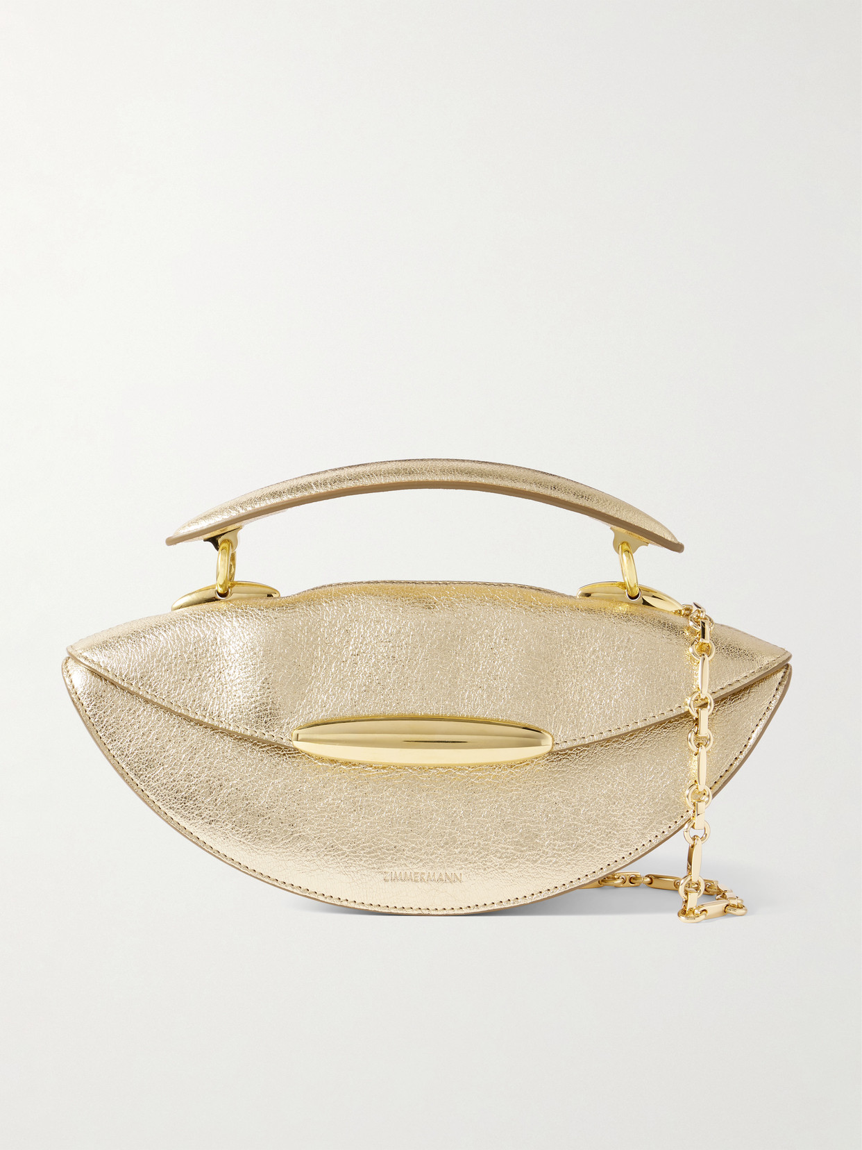 Zimmermann Wavelength Metallic Leather Shoulder Bag In Gold