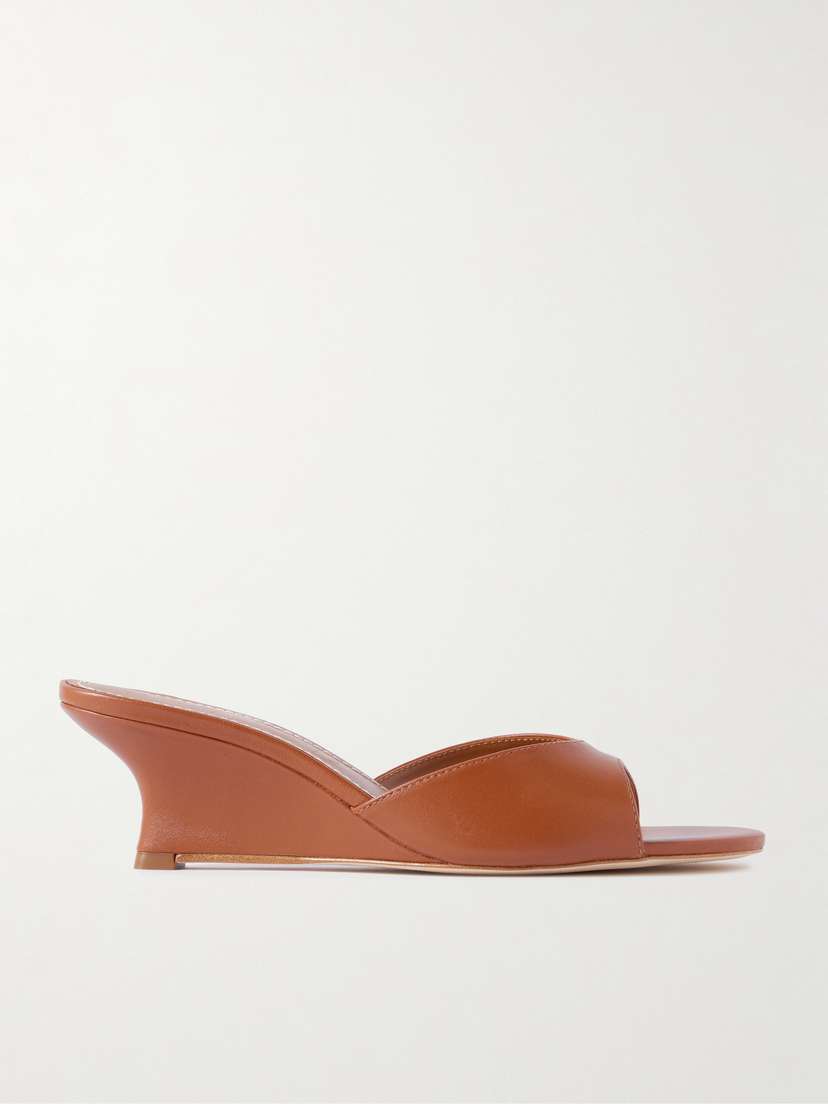 Staud Brigitte Leather Wedge Mules