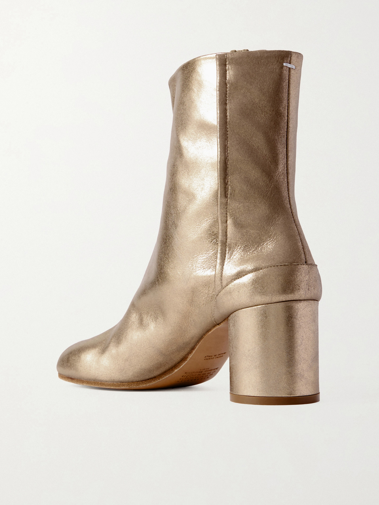Tabi Split-Toe Metallic Leather Ankle Boots