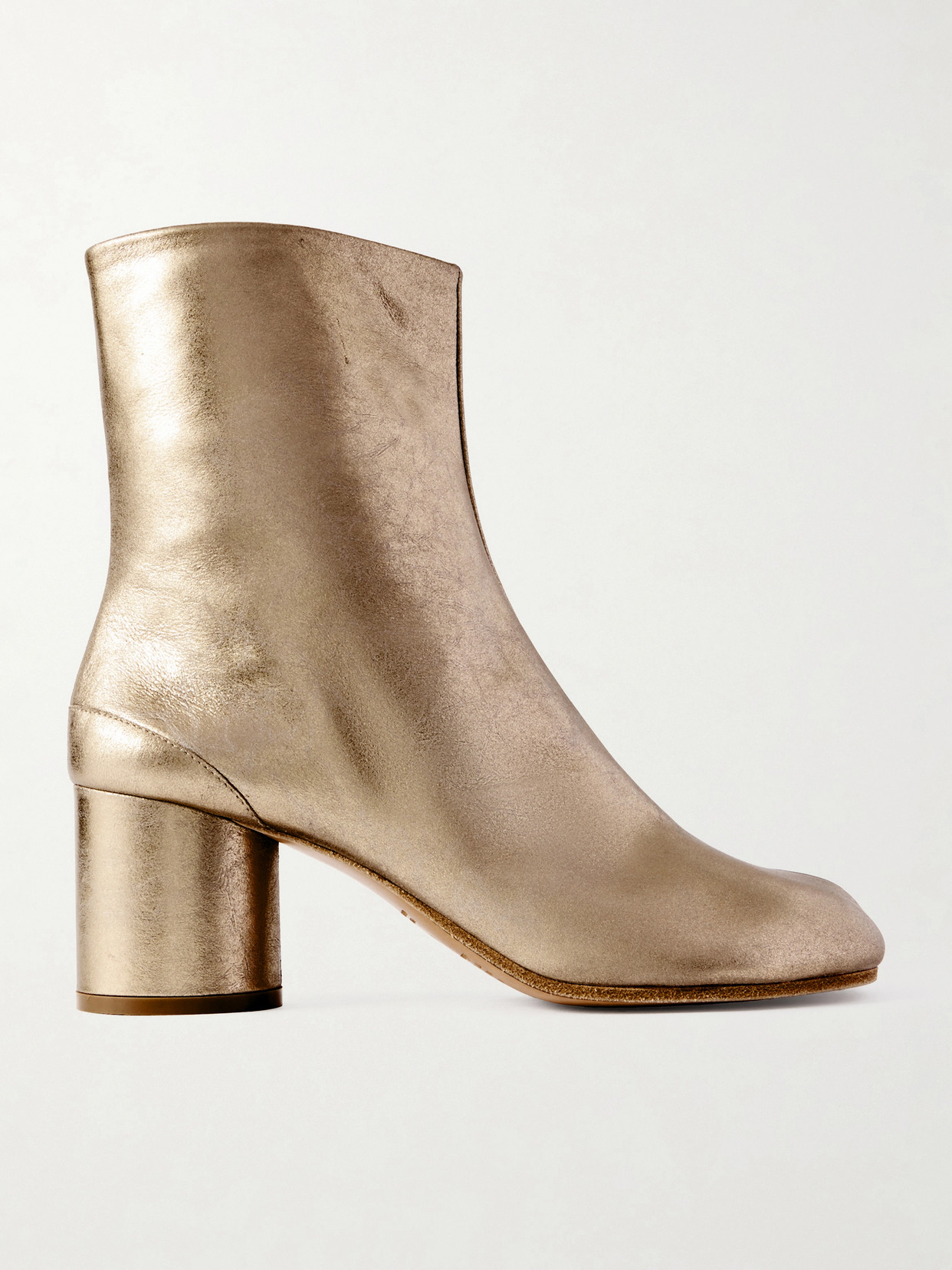 Maison Margiela Tabi Split-toe Metallic Leather Ankle Boots In Gold