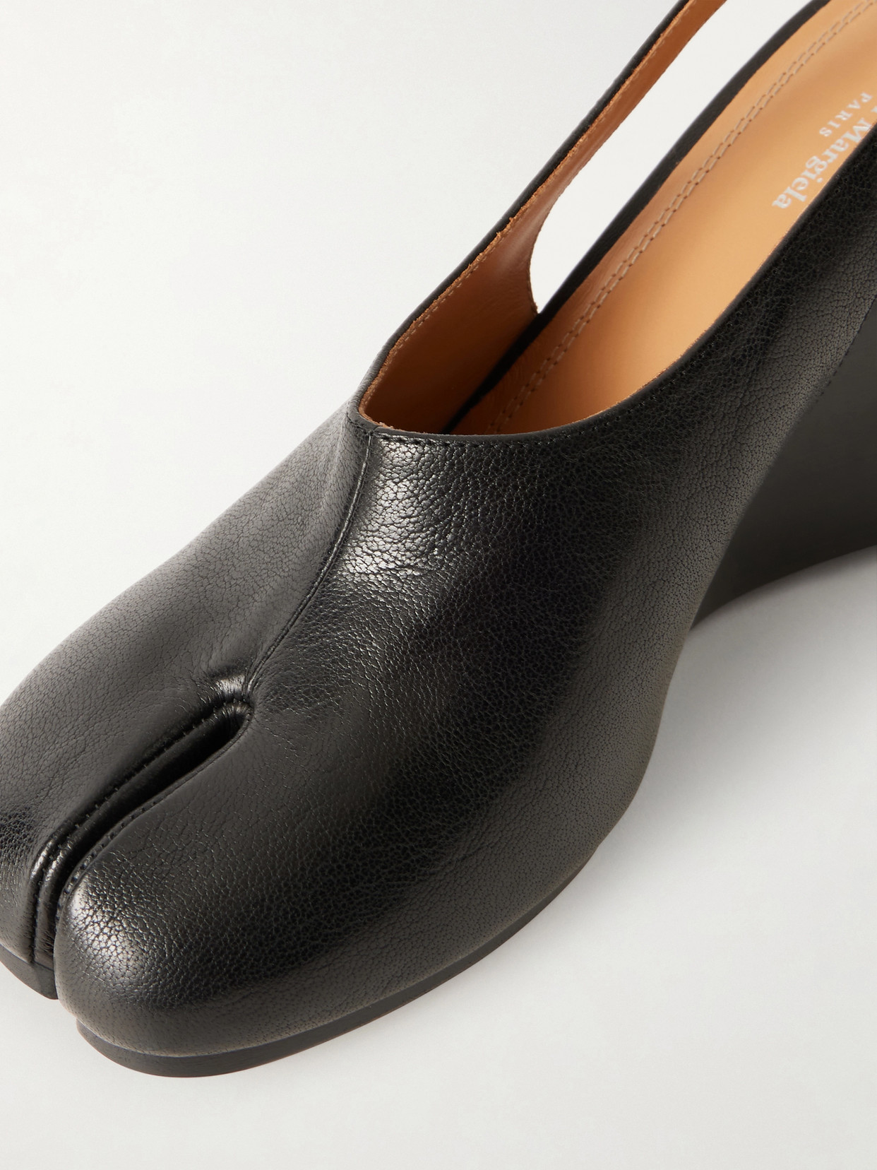 Maison Margiela Womens Black Tabi Leather Slingback Wedges Eur 36 / 3 Uk