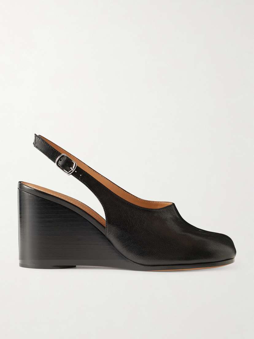 Maison Margiela Tabi Leather Wedge Slingback Pumps