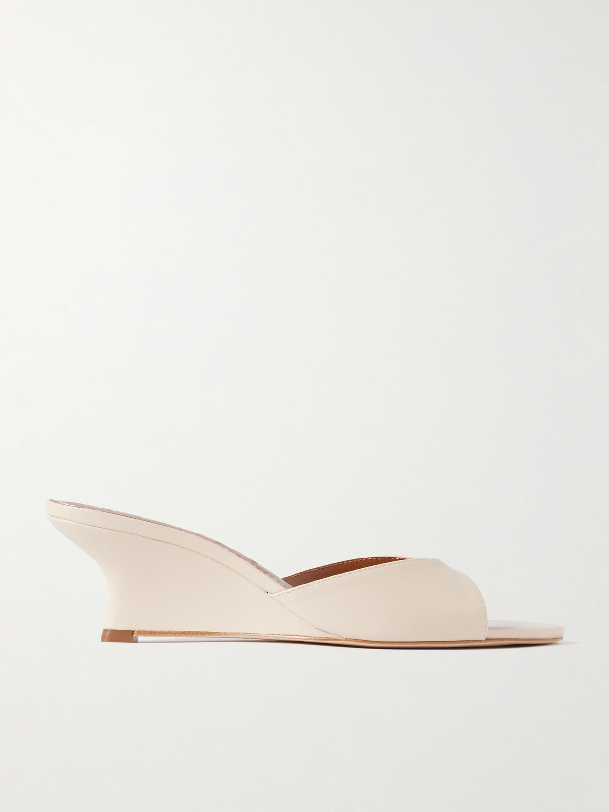 Staud Brigitte Leather Wedge Mules In Neutral