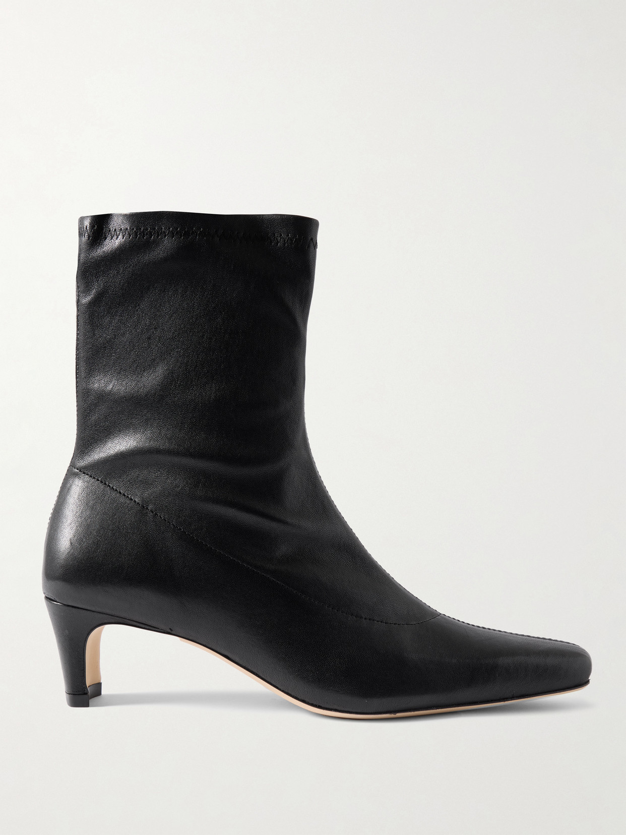 Staud Wally Sock Leather Ankle Boots In Black