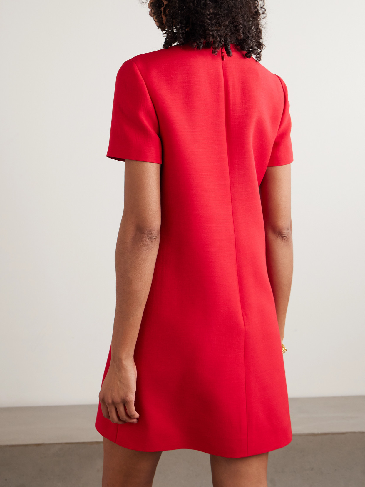 Valentino Womens Paris Pocket-front Short-sleeve Wool-blend Midi Dress In Red