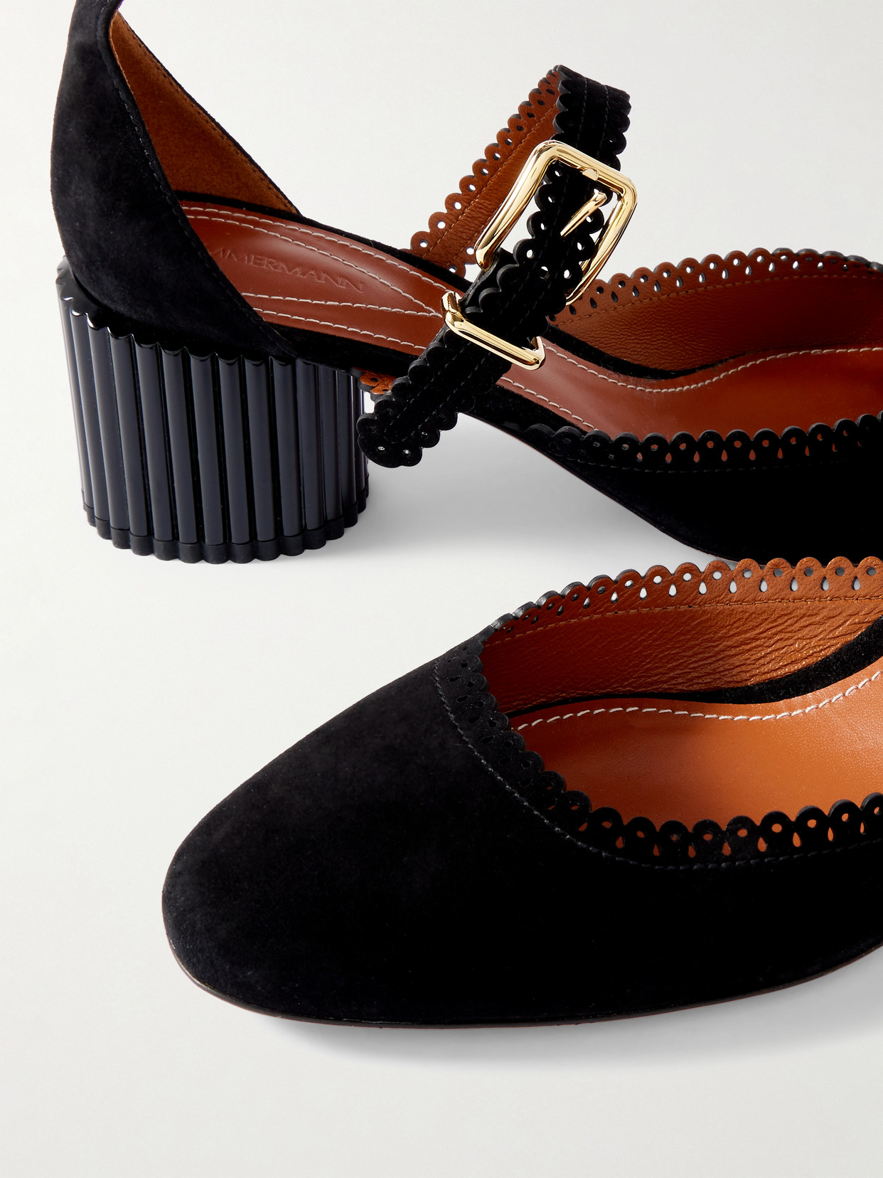 Zimmermann Eddie Scalloped Suede Mary Jane Pumps In Black