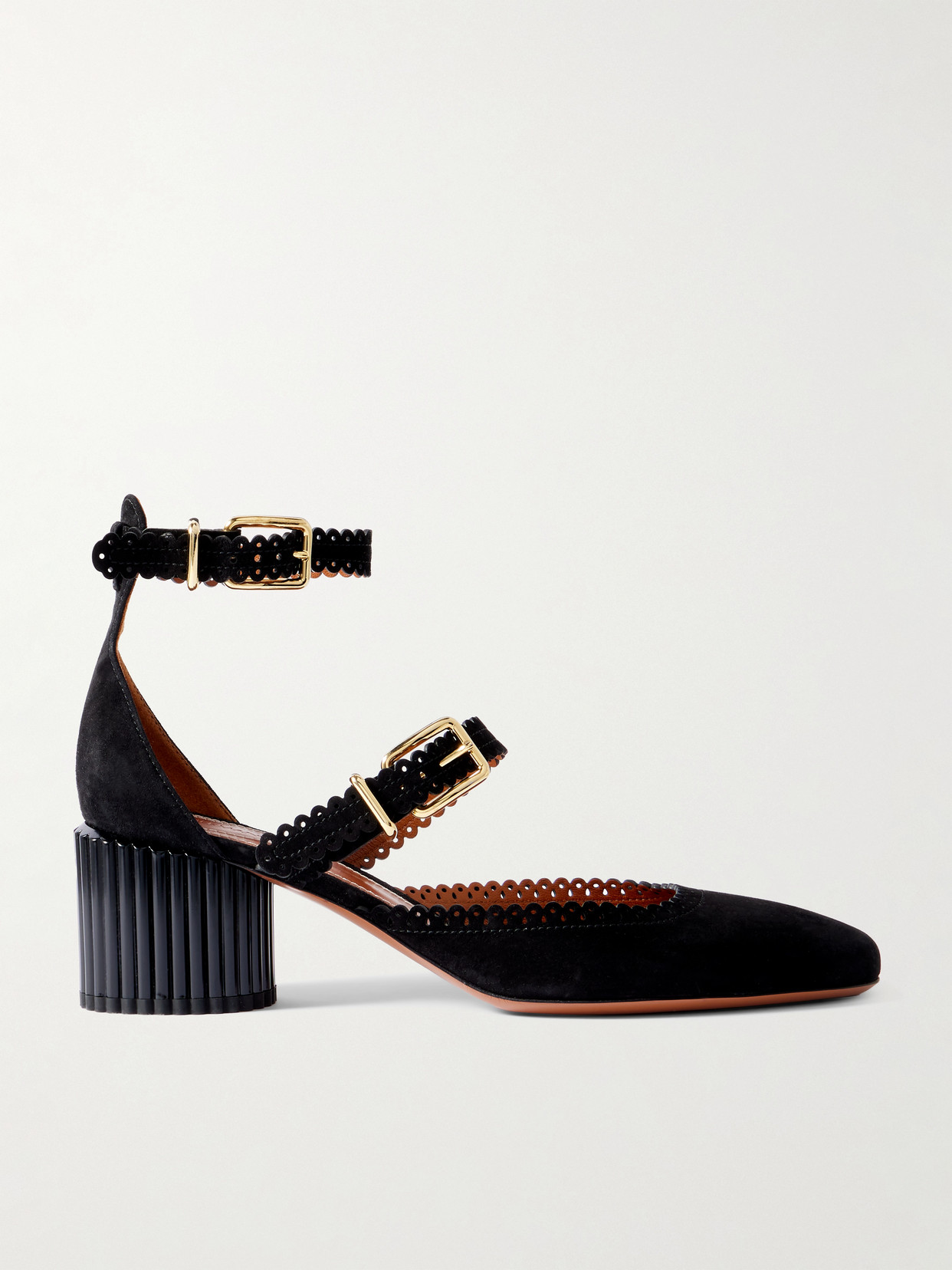 Zimmermann Eddie Scalloped Suede Mary Jane Pumps In Black