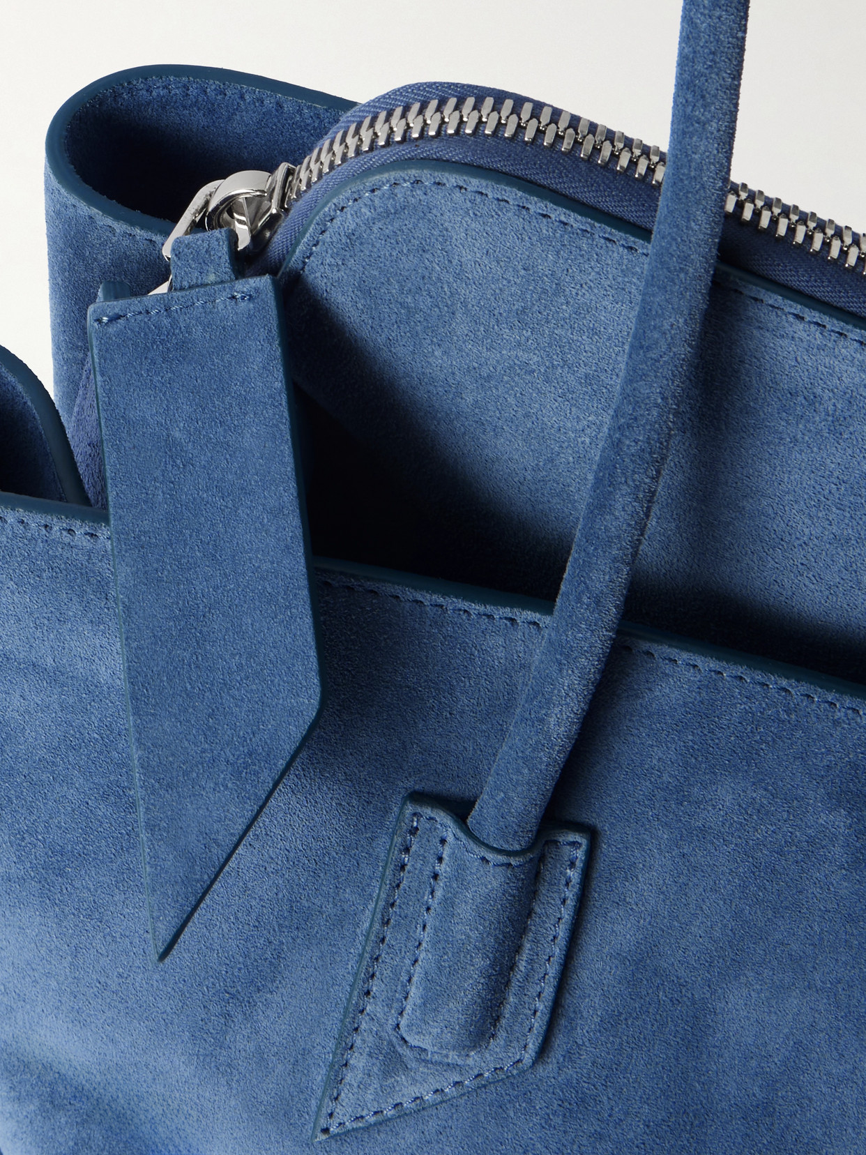 Attico La Passeggiata Medium Asymmetric Suede Tote In Blue