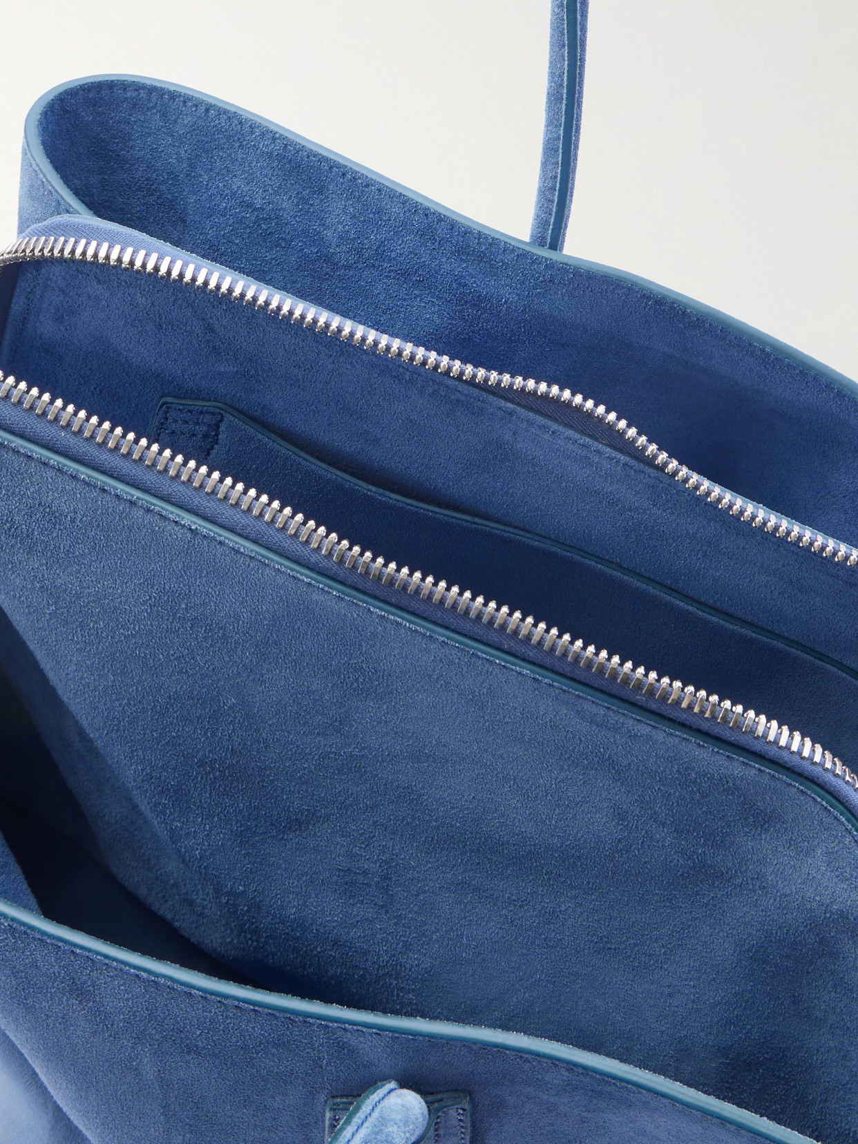 Attico La Passeggiata Medium Asymmetric Suede Tote In Blue