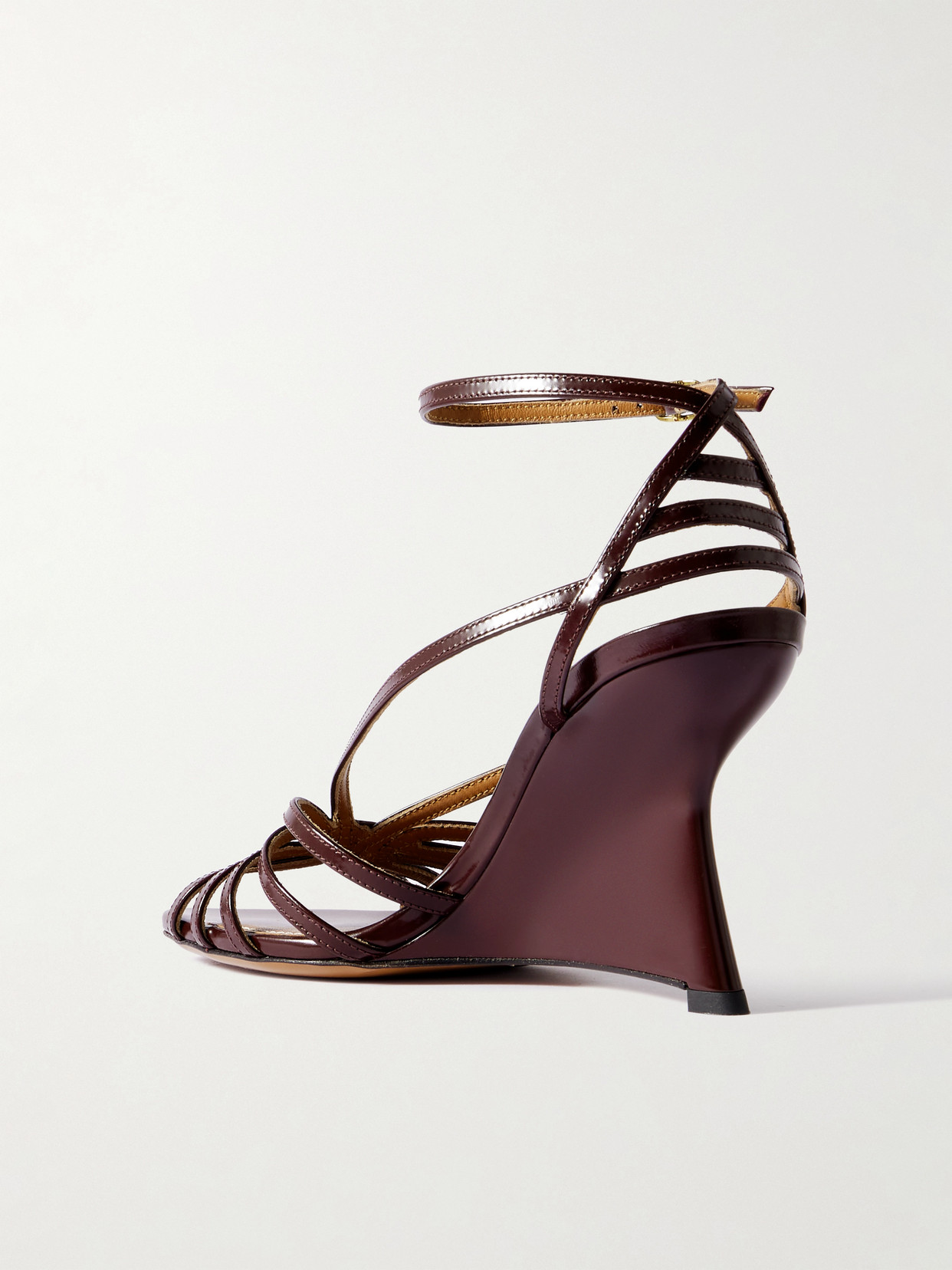 Zimmermann Aura 85 Patent Leather Wedge Sandals In Burgundy