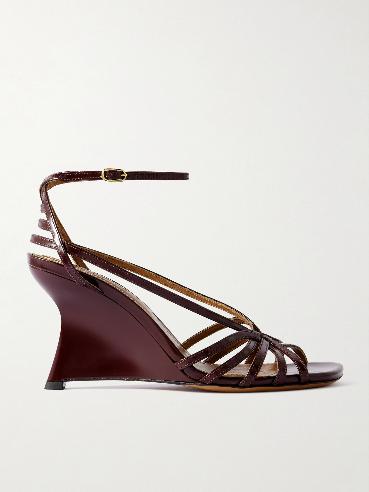 Zimmermann Aura Glossed-leather Wedge Sandals In Burgundy