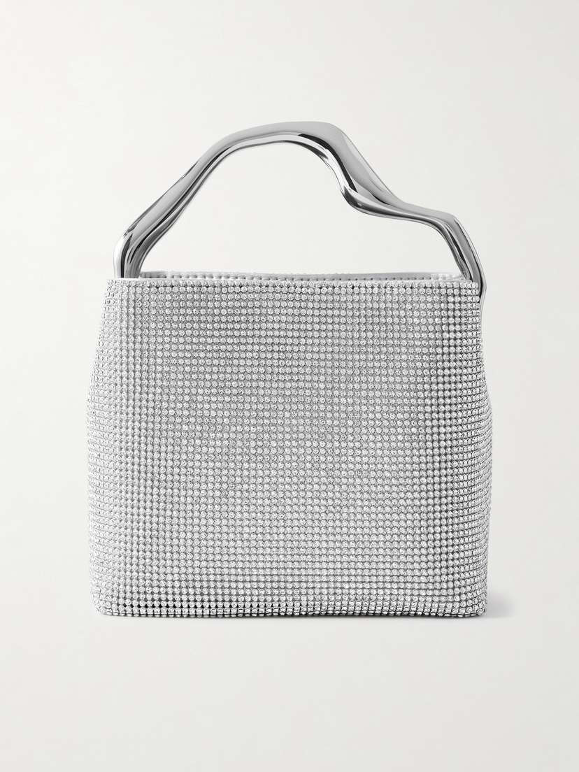 Cult Gaia Solene Mini Crystal-embellished Metallic Leather Tote