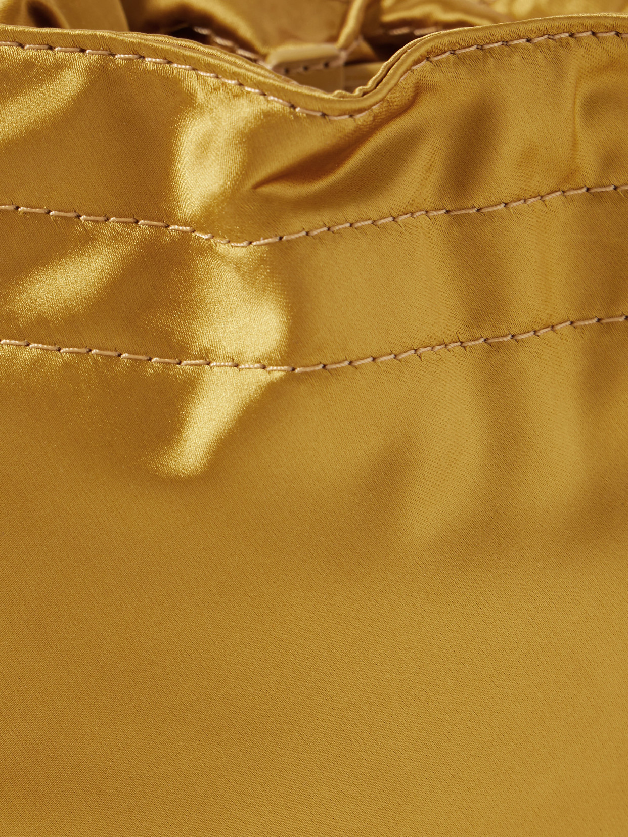 Staud Lila Mini Leather-trimmed Metallic Satin Bucket Bag In Gold