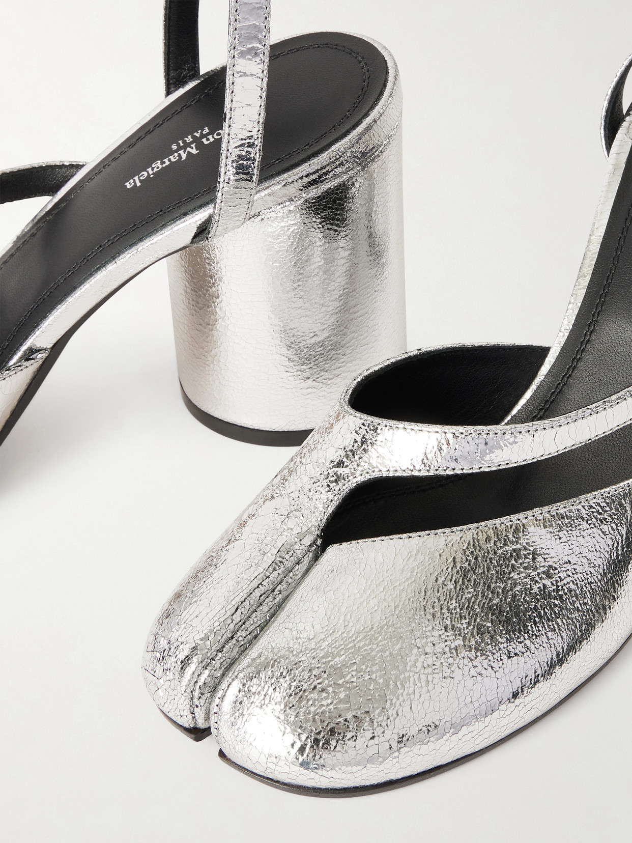 Maison Margiela Tabi Broken Mirror Leather Split-toe Pumps In Metallic