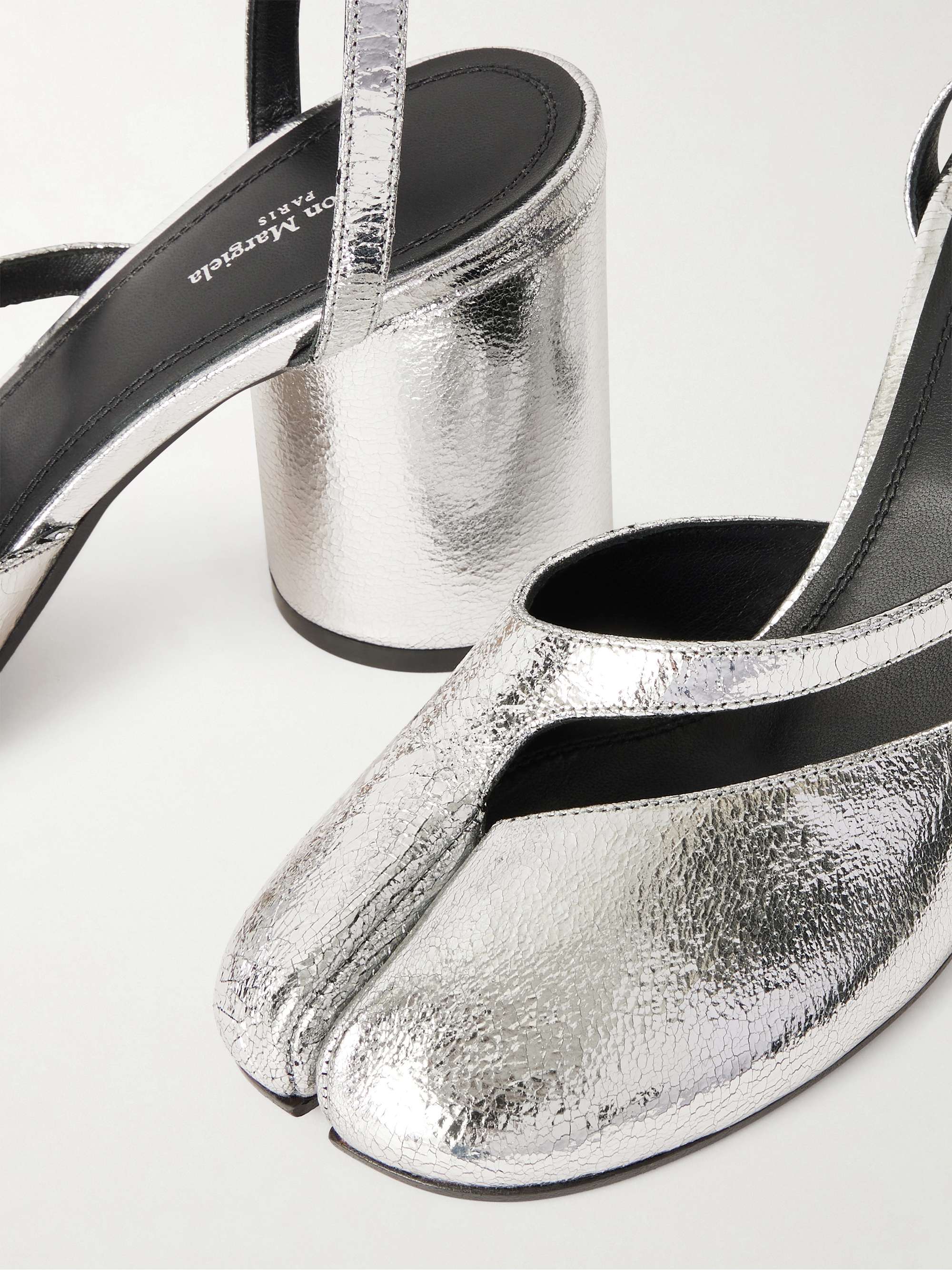 MAISON MARGIELA Tabi split-toe metallic leather sandals | NET-A-PORTER