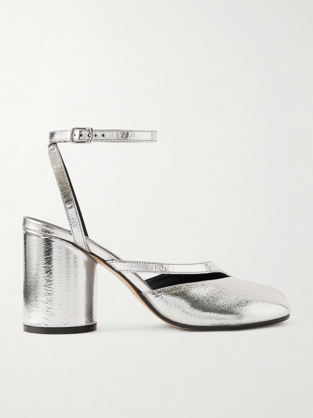 Maison Margiela Tabi Broken Mirror Leather Split-toe Pumps In Metallic