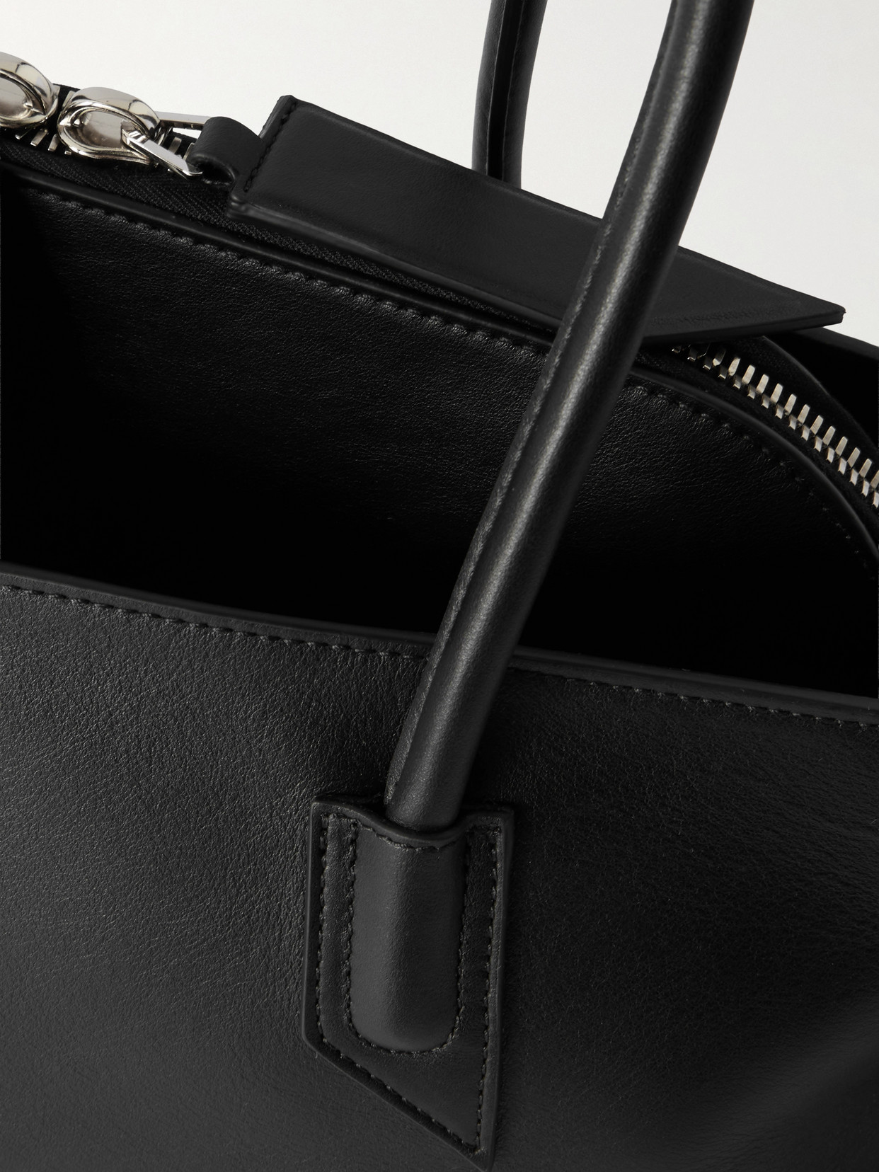 Attico La Passeggiata Medium Asymmetric Leather Tote In Black