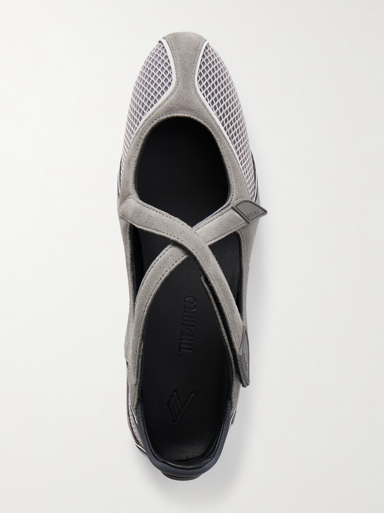 Attico Floor 01 Mesh-trimmed Suede Flats In Multi