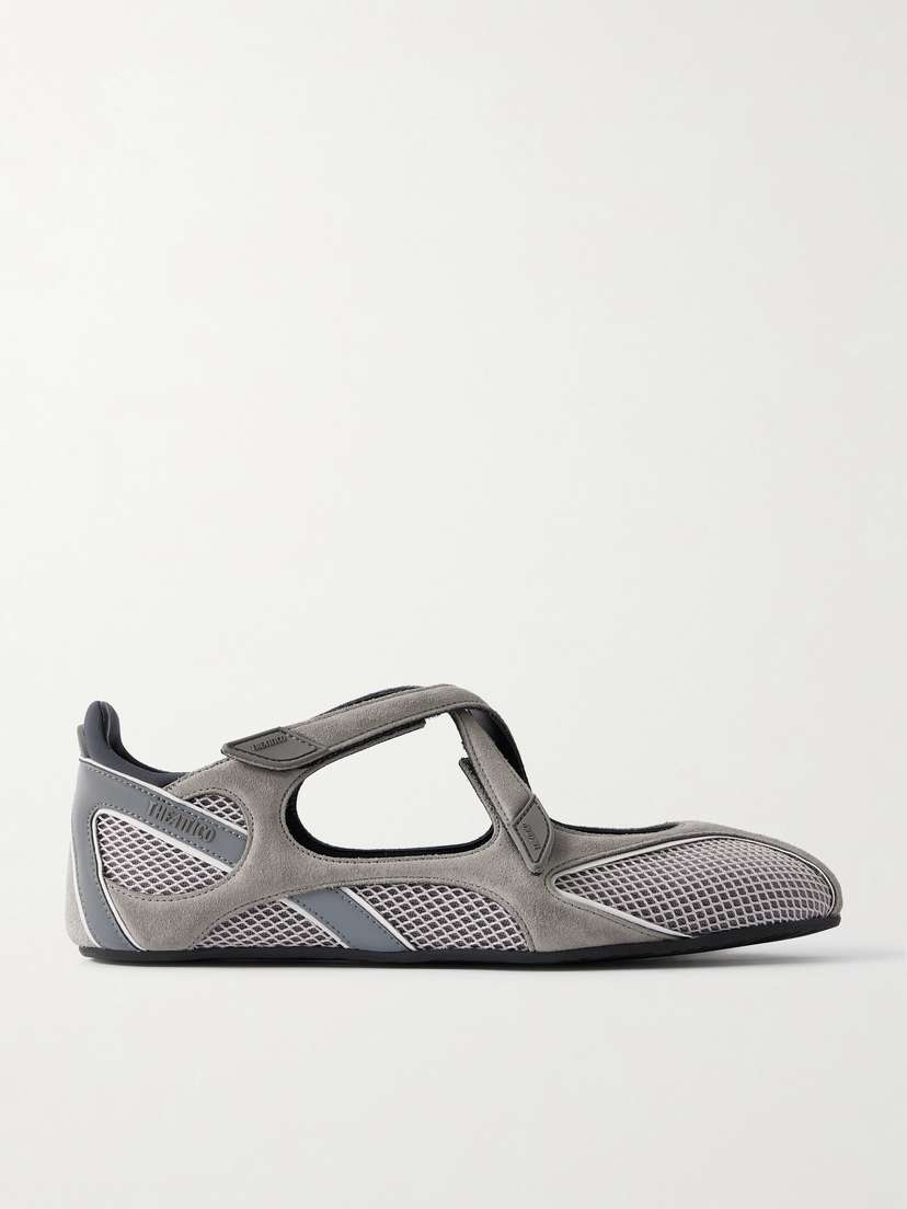 The Attico Floor 01 Mesh-trimmed Suede Flats